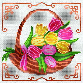 Схема вышивки Тюльпаны в вазе